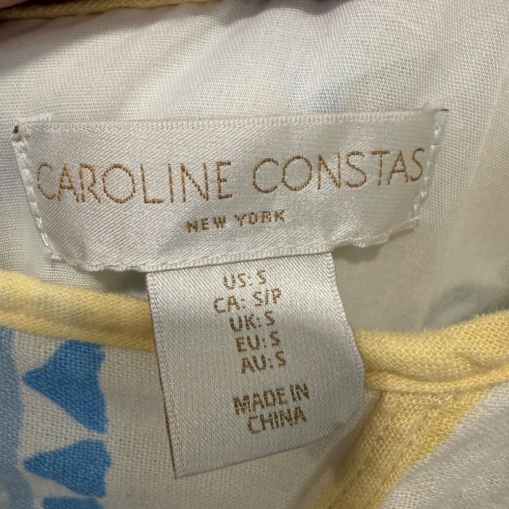 Caroline Constas Palm Tree Print A Line Linen Blend Midi Dress White S Small - Picture 7 of 9